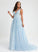 With Alannah Lace Tulle Sweep Beading Train Prom Dresses V-neck Ball-Gown/Princess