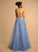 Split Nancy Square Sequins With Prom Dresses Front Neckline Ball-Gown/Princess Floor-Length Tulle