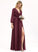 A-Line Length Ruffle Embellishment V-neck Floor-Length Fabric Silhouette Bow(s) SplitFront Neckline Penny Bridesmaid Dresses