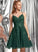 Short/Mini Dress V-neck A-Line Yamilet Tulle Lace Homecoming Dresses With Homecoming