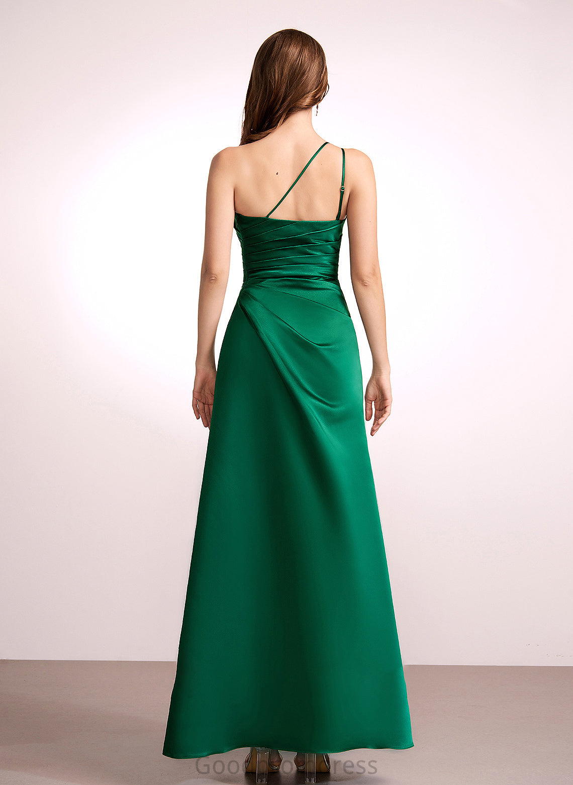 Neckline Fabric Length Embellishment SplitFront One-Shoulder Floor-Length Silhouette A-Line Isabel Floor Length Natural Waist Bridesmaid Dresses