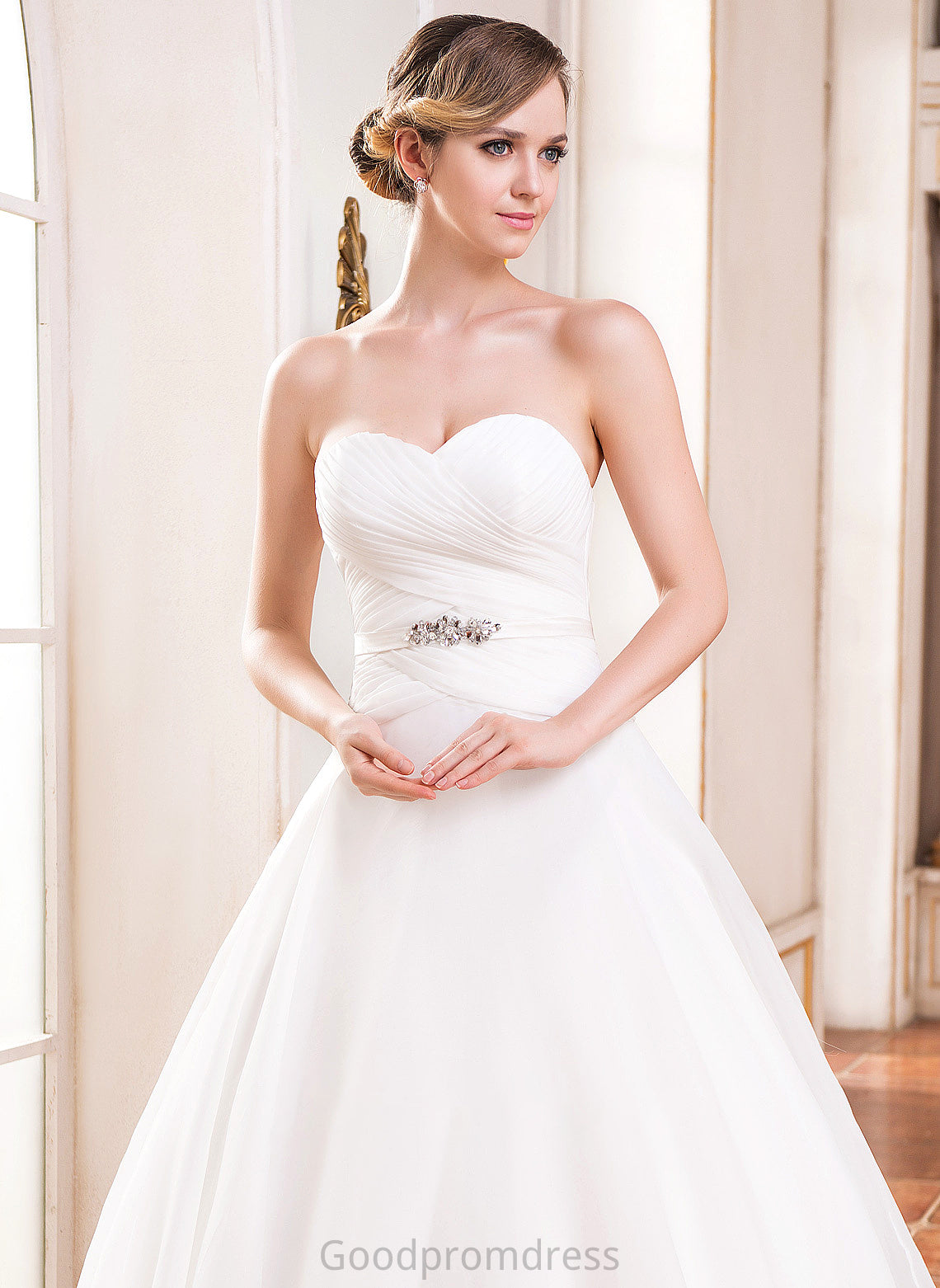 Wedding Beading Ruffle Floor-Length Lauryn With Dress Organza Sweetheart Wedding Dresses Sequins Ball-Gown/Princess