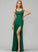 Sequins Square With Train Satin Sweep A-Line Neckline Split Front Lace Asia Prom Dresses