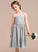 A-Line Chiffon Knee-Length Lace Junior Bridesmaid Dresses Saniyah One-Shoulder