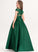 Neck Junior Bridesmaid Dresses Satin Bow(s) Alaina Scoop Ball-Gown/Princess Lace Pockets With Floor-Length