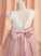 Short Neck Blanche Flower With Knee-length Dress Flower Girl Dresses - A-Line Tulle Sleeves Scoop Lace/Bow(s) Girl