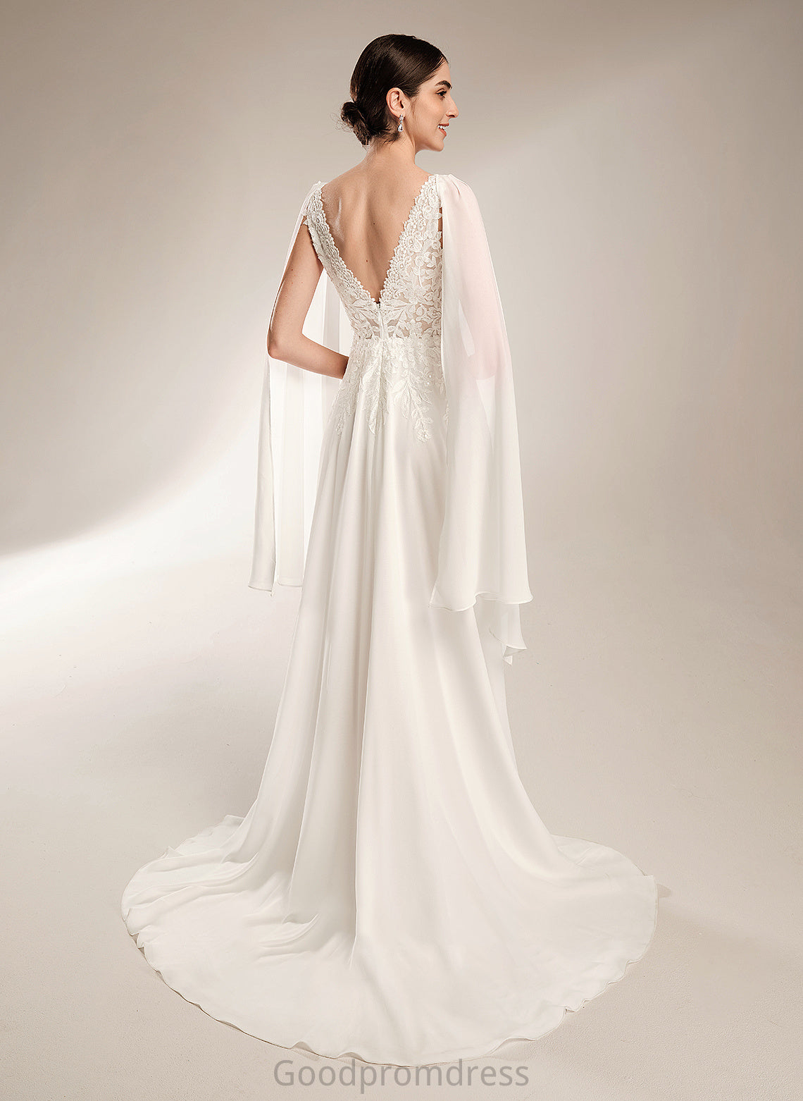 A-Line V-neck Court Wedding Dresses Wedding Silvia Train Sequins Dress With