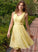Fabric Ruffle Silhouette Neckline A-Line Bow(s) Embellishment Length Knee-Length V-neck Kimora Sleeveless Bridesmaid Dresses