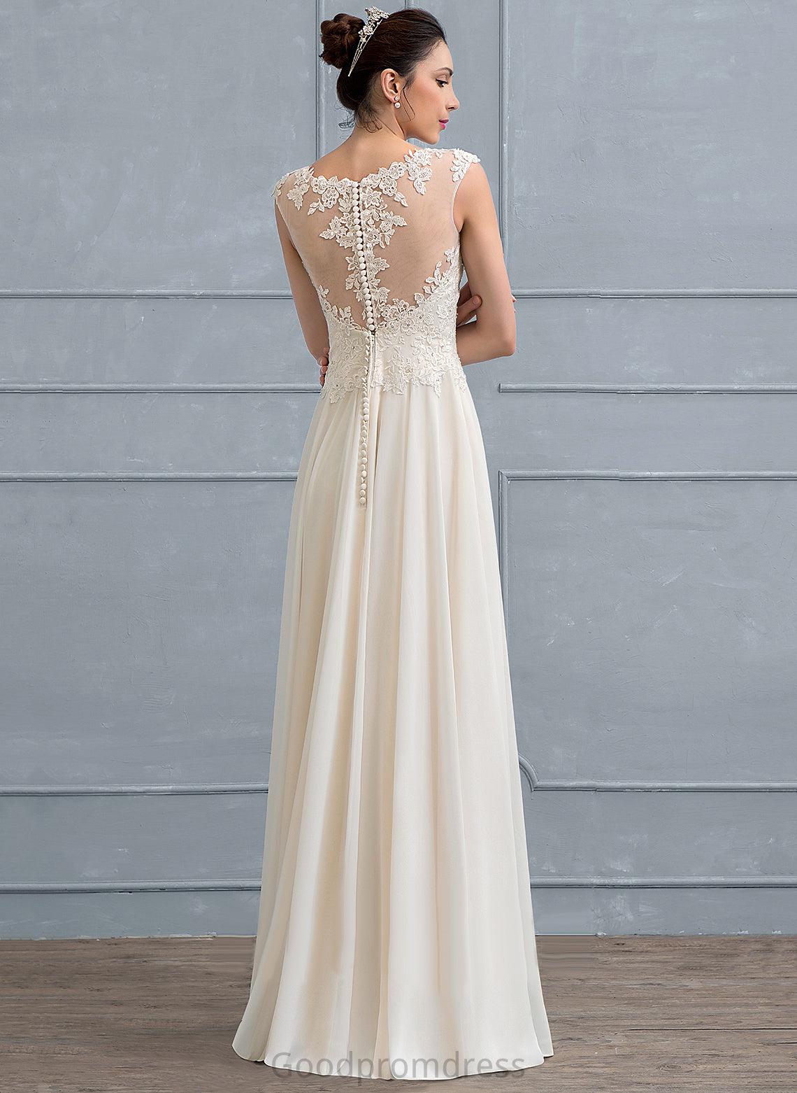 Floor-Length A-Line Wedding Chiffon Beading With Wedding Dresses Dress Kierra Scoop Lace Sequins
