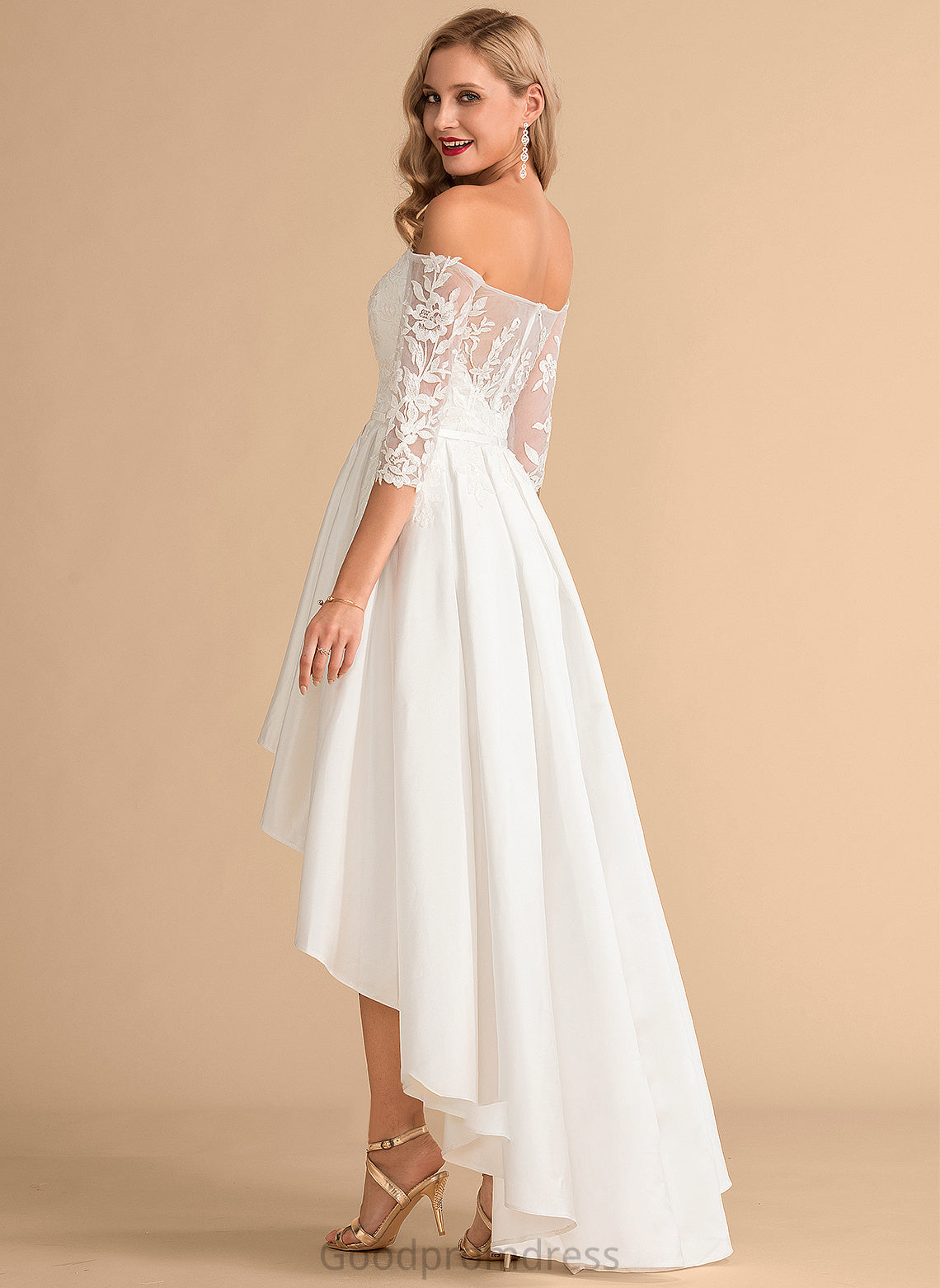Wedding Dresses A-Line Wedding Lace Dress Satin Asymmetrical Leslie