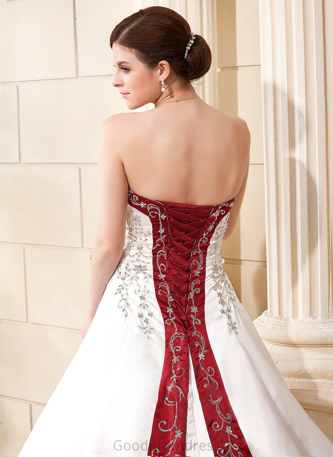 Sweetheart Wedding Embroidered Sash Jazlyn Chapel Train Satin Beading Ball-Gown/Princess With Wedding Dresses Sequins Dress