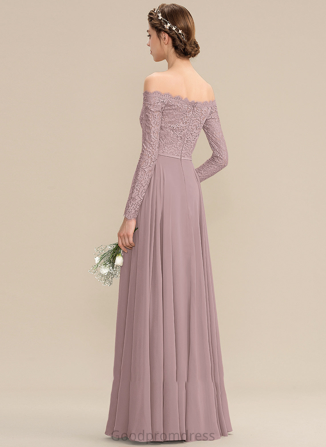 Length Floor-Length Off-the-Shoulder SplitFront Fabric Silhouette Neckline Embellishment A-Line Marley Scoop Natural Waist Bridesmaid Dresses