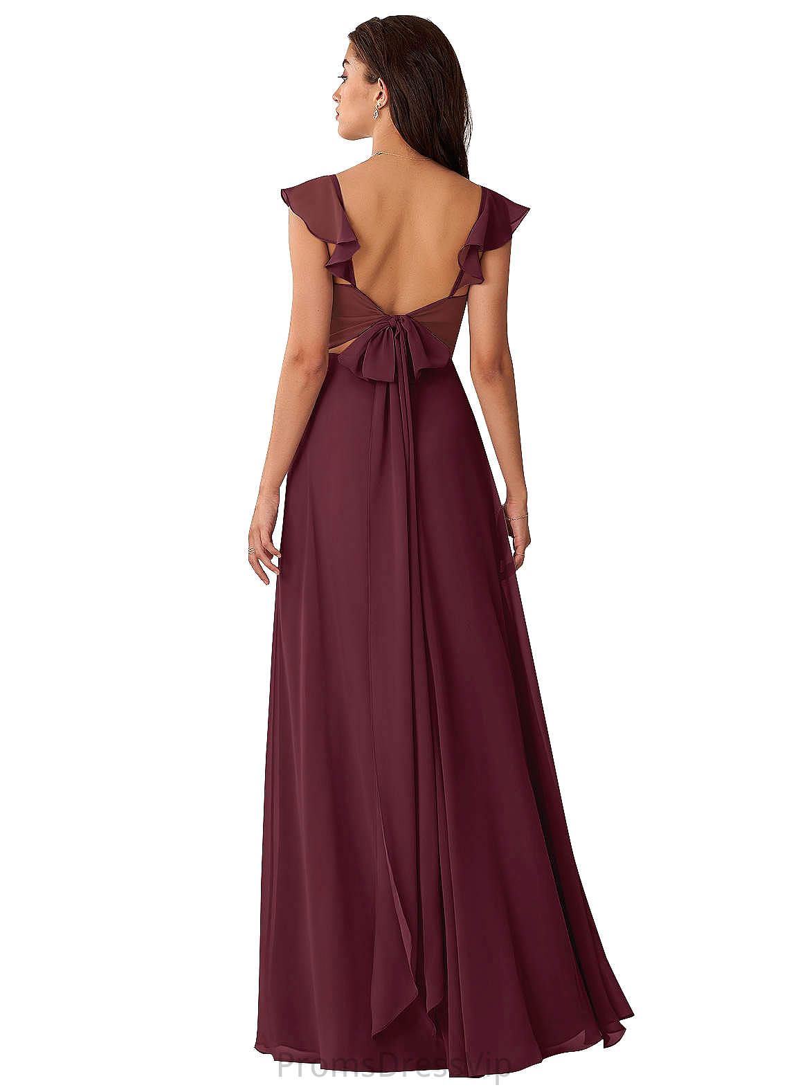 Marie Floor Length V-Neck Natural Waist Sleeveless Sheath/Column Lace Bridesmaid Dresses