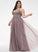 Sequins Ball-Gown/Princess Ayana With Front Split V-neck Lace Prom Dresses Tulle Floor-Length Beading