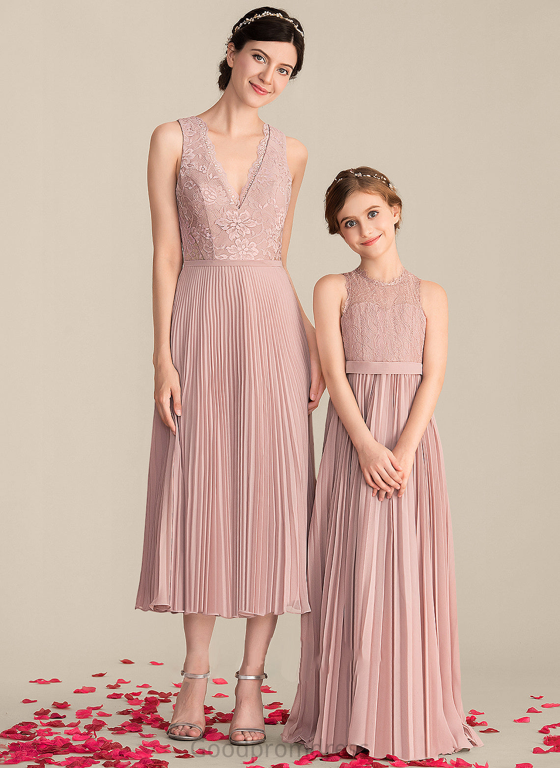 Neckline Fabric Embellishment Tea-Length Silhouette Length A-Line V-neck Pleated Alana A-Line/Princess Floor Length Bridesmaid Dresses