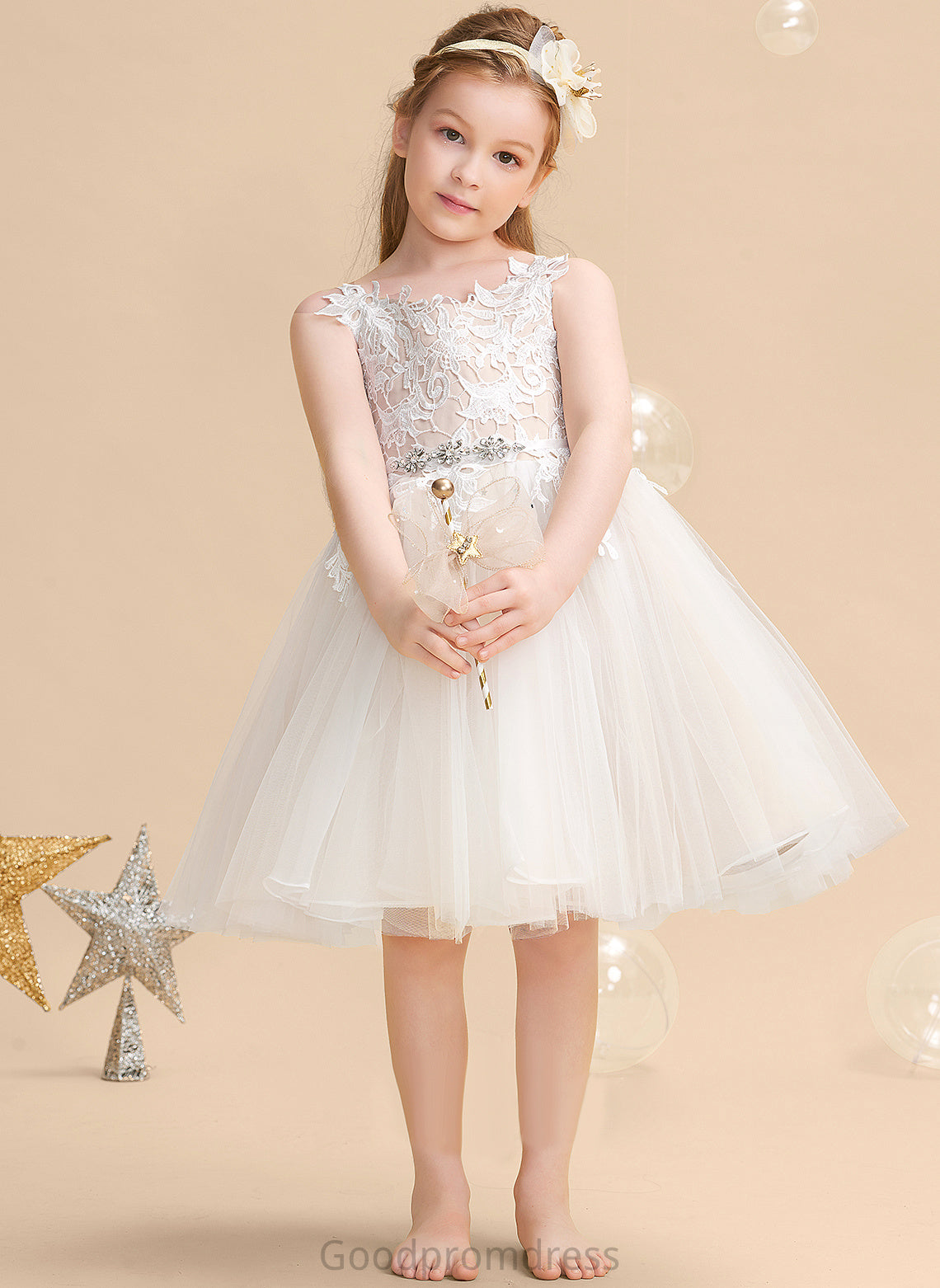 Tulle/Lace - Dress Sleeveless Straps A-Line Girl Flower Girl Dresses Rowan Knee-length Flower