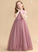 Dress Sleeveless Girl With Ball-Gown/Princess Scoop - Flower Dana Bow(s)/Back Flower Girl Dresses Neck Tulle Floor-length Hole