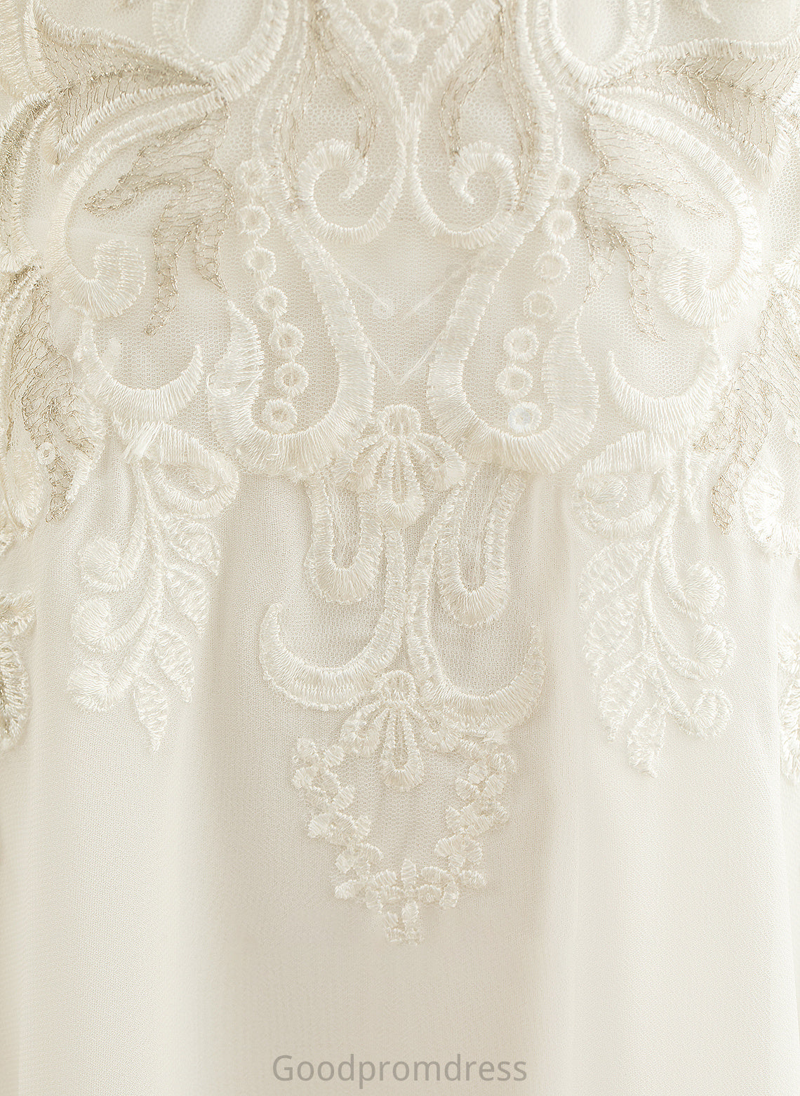 Nevaeh Floor-Length Chiffon Wedding Dresses Neck Scoop Wedding A-Line Dress Lace