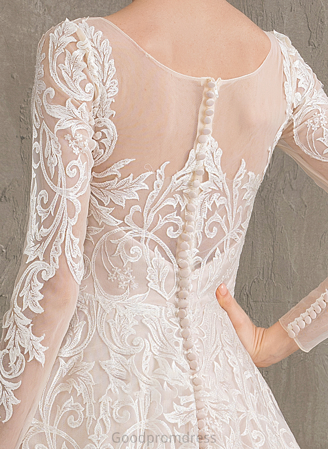 Lace Court Illusion Ball-Gown/Princess Wedding Martha Dress Wedding Dresses Train