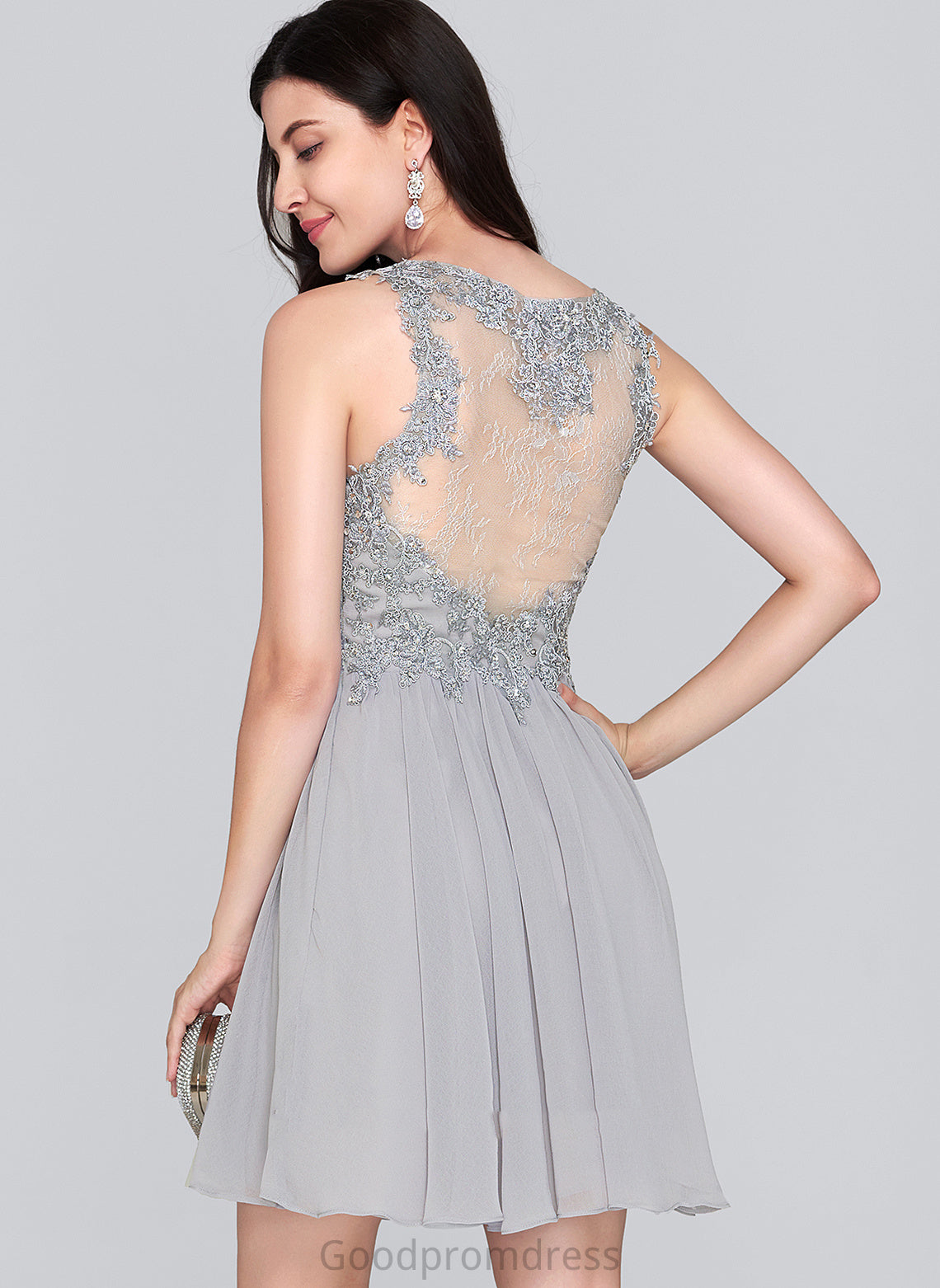 Kyra Homecoming Dresses Chiffon With Homecoming Lace Beading A-Line Sweetheart Dress Short/Mini Sequins