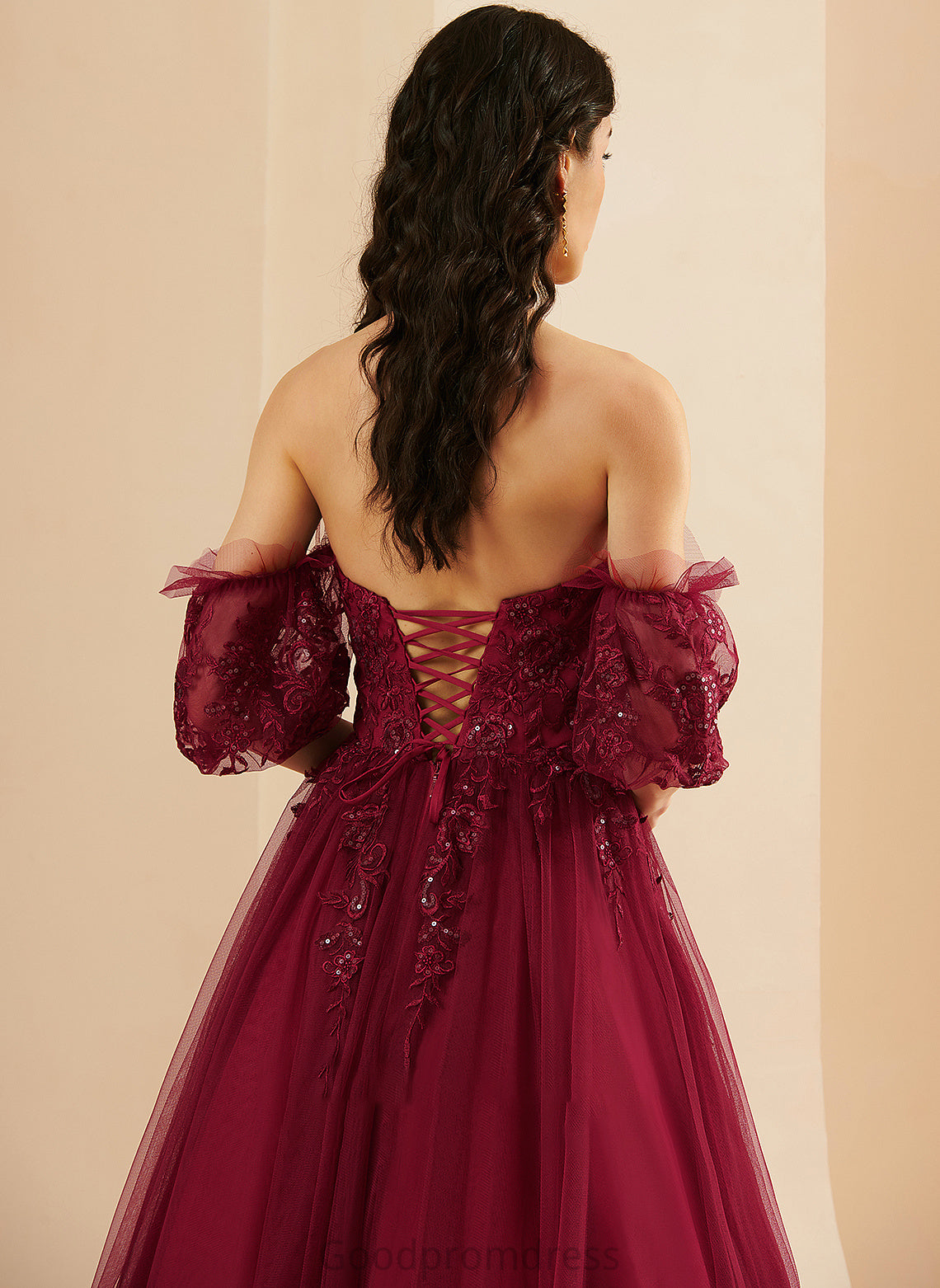 Sweetheart Sequins Tulle Prom Dresses Sweep With Train Ball-Gown/Princess Kaylah