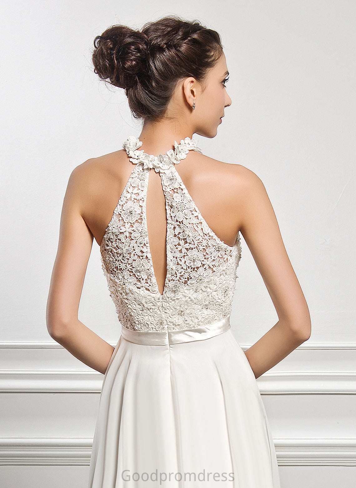 Wedding Lace Floor-Length Chiffon Sequins Dress With Kamryn Beading A-Line Wedding Dresses