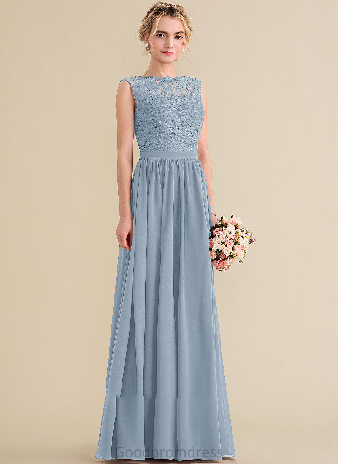 Fabric SplitFront ScoopNeck A-Line Floor-Length Length Neckline Silhouette Embellishment Melanie Natural Waist A-Line/Princess Bridesmaid Dresses