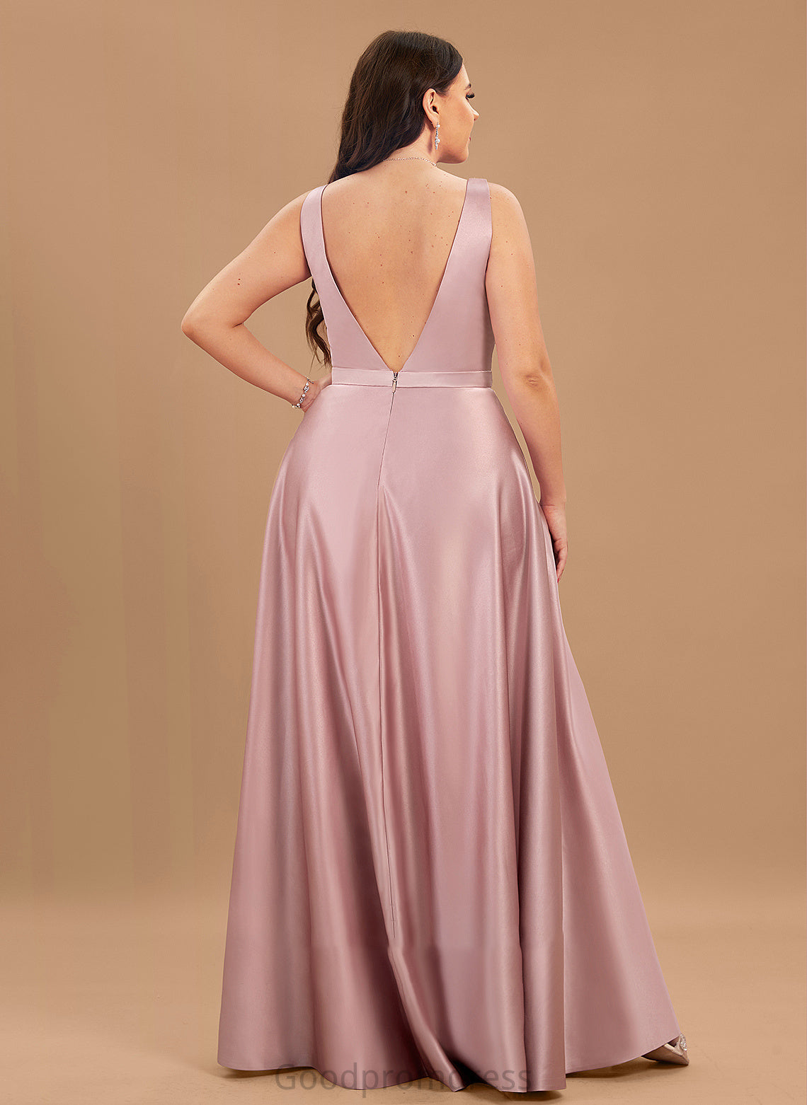 With Ball-Gown/Princess Floor-Length Prom Dresses Baylee Pockets V-neck Satin