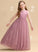 Dress Sleeveless Girl With Ball-Gown/Princess Scoop - Flower Dana Bow(s)/Back Flower Girl Dresses Neck Tulle Floor-length Hole