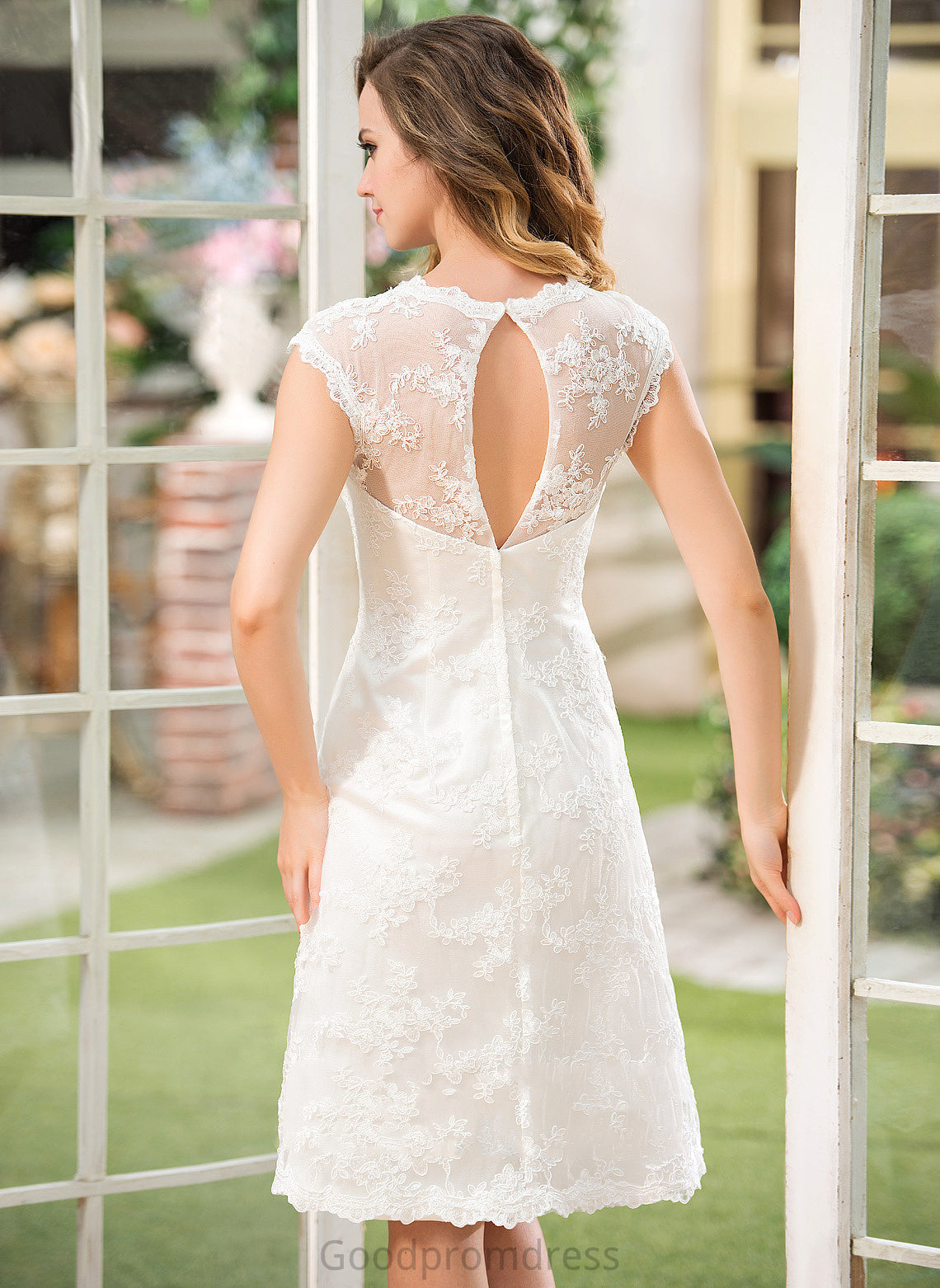 Wedding Dresses Lace Wedding Dress Knee-Length Michaela A-Line Satin