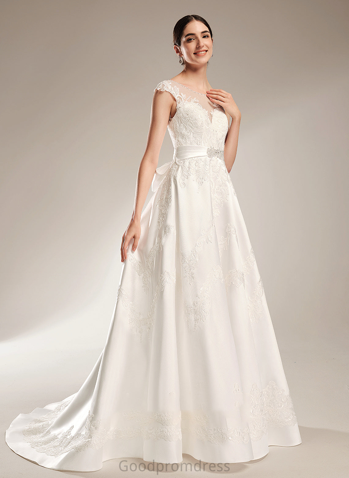 Dress Chapel Ball-Gown/Princess Train Wedding Dresses Neck Sequins Brenda Beading Scoop With Wedding