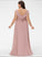 Floor-Length Fabric Neckline Empire CascadingRuffles V-neck Silhouette Length Embellishment Allie Spaghetti Staps Natural Waist Bridesmaid Dresses