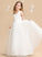 Flower Sleeveless Cailyn Bow(s)/V Girl Tulle Back With V-neck Flower Girl Dresses - Floor-length Dress Ball-Gown/Princess